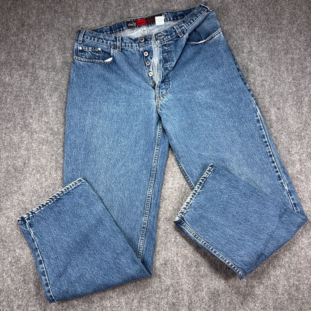 Vintage Levis SilverTab Loose Baggy Jeans 36x34 90s Y2K Blue Denim Button Fly